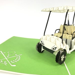 Golf Cart Pop Up Kirigiami 3D carte Handmade uniqe matrimonio, compleanno, Baby shower, anniversario, festa del papà, festa della mamma, stagionale