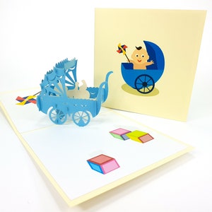 Baby Congratulation Pop Up Kirigiami 3D Cards Handmade uniqe Birthday, Wedding, Baby shower, aniversario, día del padre, recién nacido