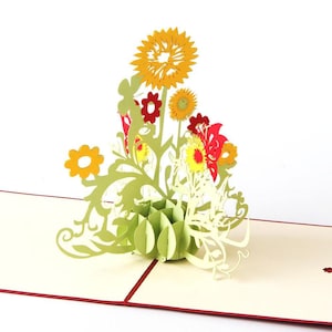 Zonnebloem bloeiende bloemen pop-up Kirigiami 3D-kaarten handgemaakte verjaardag, bruiloft, baby shower, verjaardag, Vaderdag, mother's Day,