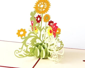 Sunflower Blooming  Flowers Pop Up Kirigiami 3D Cards Handmade Birthday, Wedding, Baby shower, anniversary, father's day, mother's day,