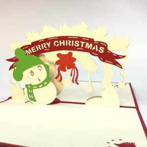 Christmas bałwan pop up Kirigiami karty 3D Handmade UNIQE urodziny, wesele, baby shower, rocznica, dzień ojca, dzień matki