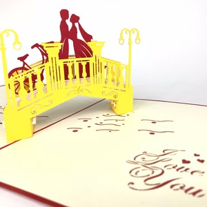 J’aime vous le pont carte Pop Up Kirigiami uniqe fait à la main cartes 3D anniversaire, mariage, Baby shower, anniversaire, fête des pères