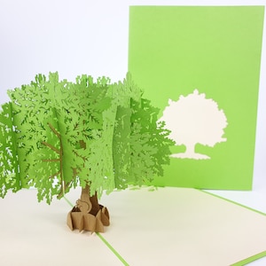 Eikenboom bloemen pop-up Kirigiami 3D-kaarten handgemaakte verjaardag, bruiloft, jubileum, vaderdag, Moederdag, seizoensgebonden