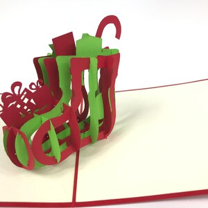 Kerst sokken Santa Claus Gift aanwezig Pop Up Kirigiami 3D kaarten handgemaakte uniqe verjaardag, bruiloft, Baby shower, verjaardag, Vaderdag,