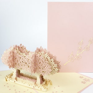 Twin Cherry Blossom boom bloem pop-up Kirigiami 3D-kaarten handgemaakte unieke verjaardag, bruiloft, verjaardag, Vaderdag, mother's Day