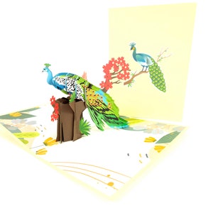 Peacock Bird Royal Bird Majestic avian Pop Up Kirigiami 3D Cards Handmade uniqe Anniversaire, anniversaire, fête des pères, fête des mères,