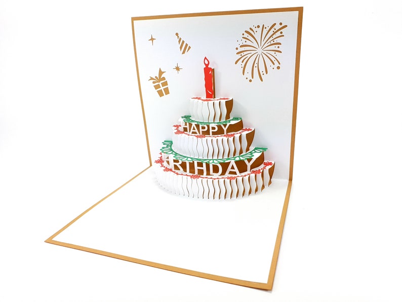 Gold Ake Pop up Kirigiami 3D Cards Handmade Uniqe Birthday - Etsy