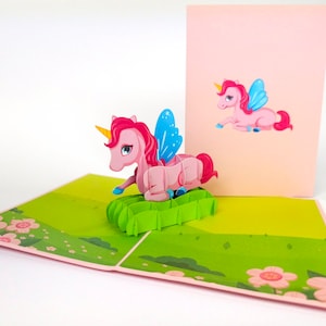 La licorne enchantée " Pop Up Kirigiami 3D Cards Handmade uniqe Anniversaire, anniversaire, fête des pères, fête des mères,