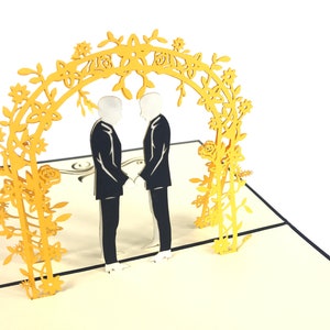 Mariage gay Pop Up Kirigiami Cartes 3D Fait main uniqe Anniversaire, Mariage, Douche de bébé, anniversaire, fête des pères, fête des mères,