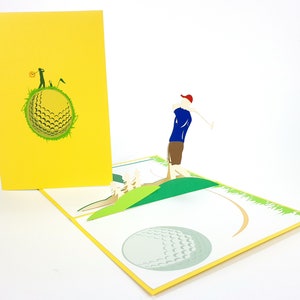 Golf Pop Up Kirigiami 3D Kaarten Handgemaakte uniqe Verjaardag, Bruiloft, Babyshower, verjaardag, vaderdag, moederdag, seizoensgebonden