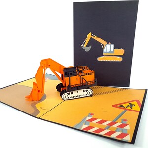 Digger Pop Up Kirigiami 3D Kaarten Handgemaakte unieke Verjaardag, Bruiloft, Babyshower, jubileum, vaderdag, moederdag