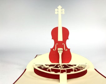 Cello Pop Up Kirigiami 3D Cards Handmade uniqe  Birthday, Wedding, Baby shower, anniversary, father's day, mother's day, seasonal