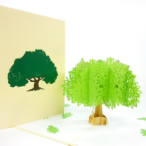 Eikenboom bloemen pop-up Kirigiami 3D-kaarten handgemaakte verjaardag, bruiloft, verjaardag, Vaderdag, Moederdag, seizoensgebonden