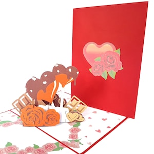 Love Choloate Pop Up Kirigiami 3D Cards Ręcznie robione unikatowe Urodziny, Ślub, Baby shower, rocznica, Dzień Ojca, Dzień Matki