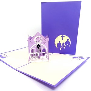 Karta ślubna kościelna typu pop-up Kirigiami 3D, ręcznie robiona, wyjątkowa, na urodziny, ślub, baby shower, rocznicę, dzień ojca. KOCHAM !!