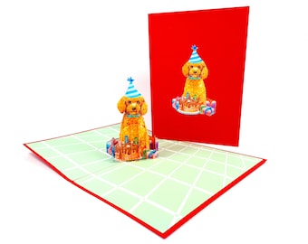 Poodle Dog Pedegree Pop Up Kirigiami 3D Cards Handmade uniqe  Birthday, Wedding, Baby shower, anniversary, father's day, mother's day,