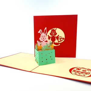Coelhinho da Páscoa Pop Up Kirigiami Cartões 3D feitos à mão uniqe aniversário, casamento, chá de bebê, aniversário, dia dos pais, dia das mães