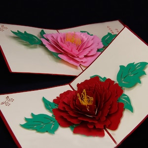 Big Rose Red Pop Up Kirigiami Tarjetas 3D hechas a mano Cumpleaños, Boda, Baby shower, aniversario, día del padre, día de la madre,