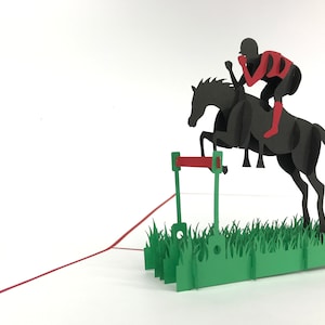 Paard Solo Jockey Pop Up Kirigiami 3D kaarten handgemaakte uniqe verjaardag, bruiloft, Baby shower, verjaardag, Vaderdag, Moederdag, zee