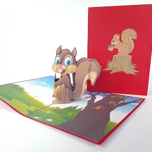 Animale scoiattolo Pop Up Kirigiami 3D Cards Handmade uniqe Compleanno, Matrimonio, Baby shower, anniversario, festa del papà, festa della mamma,