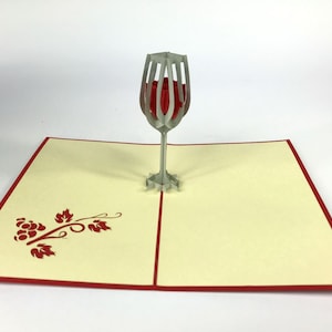 Wine Pop Up Kirigiami 3D Cards Uniqe Fatto a mano Compleanno, Matrimonio, Baby shower, anniversario, festa del papà, festa della mamma, stagione