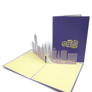 Hochzeit Skyline Pop Up Kirigiami 3D Karten handgemachte Uniqe Geburtstag, Hochzeit, Baby-Dusche, Jubiläum, Vatertag,