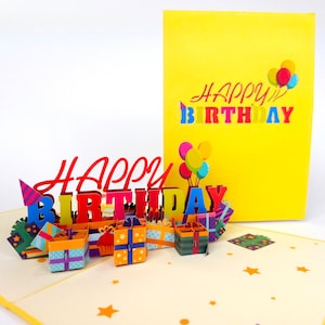 Gefeliciteerd! Pop Up Kirigiami 3D Kaarten Handgemaakte unieke Verjaardag, Bruiloft, Babyshower, jubileum, vaderdag, moederdag