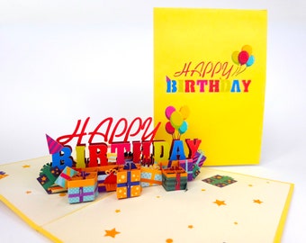 Happy Birthday! Pop Up Kirigiami 3D Cards Handmade uniqe  Birthday, Wedding, Baby shower, anniversary, father's day, mother's day