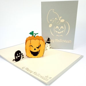 Halloween Pumpkin Pop Up Kirigiami 3D Karty Ręcznie robione unikatowe Urodziny, Ślub, Baby shower, rocznica, Dzień Ojca, Dzień Matki, sezon