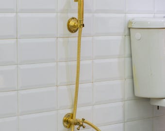 Brass Handheld Bidet Sprayer, Bathroom Bidet Hose Set, Toilet Spray Nozzle, Wall Mount Bidet
