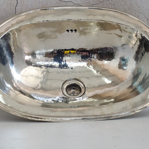 German Silver Bowl Vessel Sink Hammered Bathroom Vanity Sink Etsy