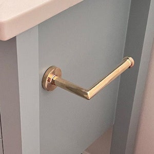 Porta carta igienica in ottone massiccio, porta rotolo per bagno di servizio artigianale