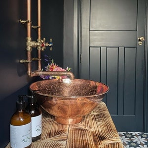 Hammered Copper Sink, Vanity Bathroom Sink, Copper Bowl Sink, REFV02