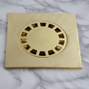 Solid Brass Floor Drain, Unlacquered Square Shower Drain image 8