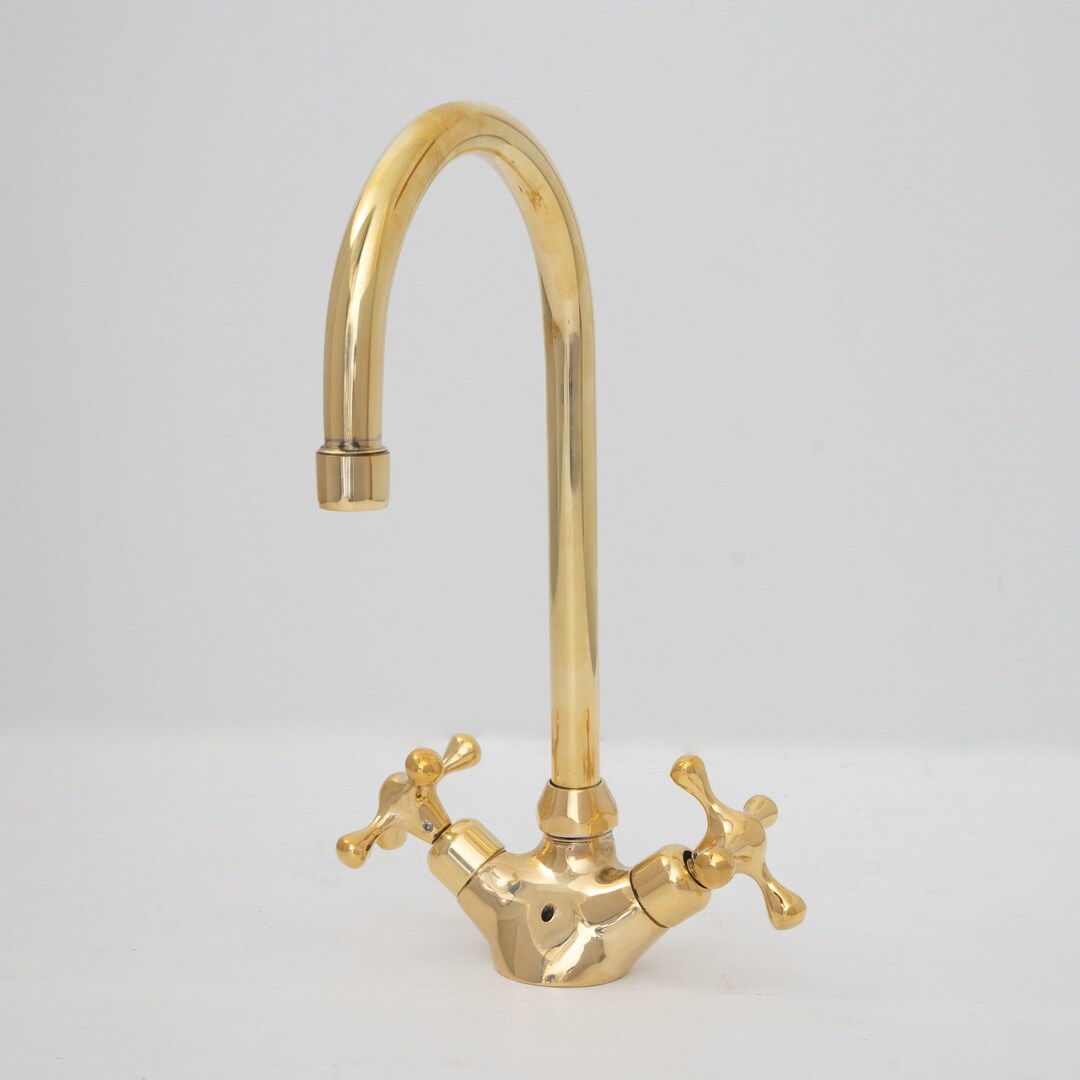 Gooseneck Bathroom Vanity Solid Brass Faucet Unlacquered Etsy 日本