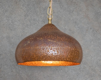 Oxidized Copper Dome Pendant Light, Kitchen Island Lighting