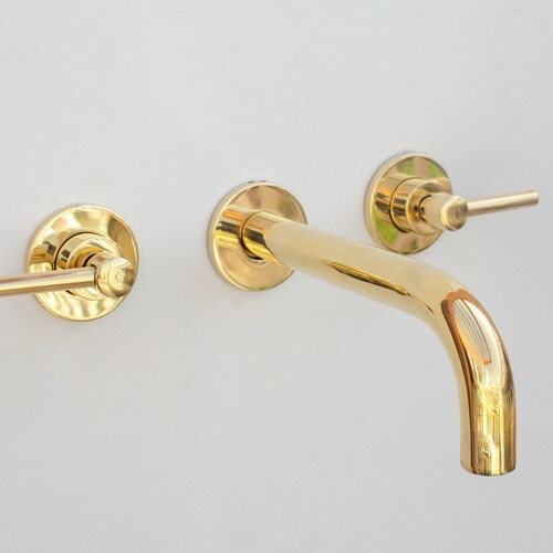 Unlacquered Brass Wall Mounted Shower Tub Filler Faucet With Etsy