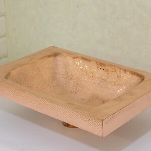 Customizable Raised Profile Bathroom Copper Sink, Hammered Copper Rectangular Sink, Vanity Sink Copper image 7