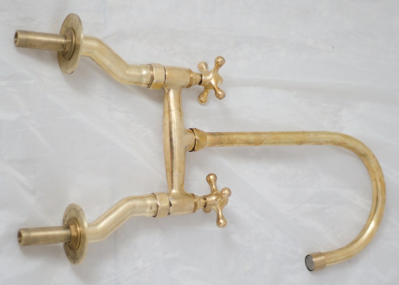 Grifo de cocina de puente de latón manijas de latón sólido | Etsy