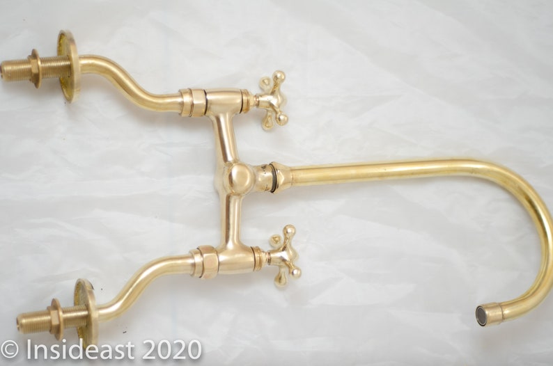 Bridge Farm Kitchen Faucet Unlacquered Solid Brass Cross ...