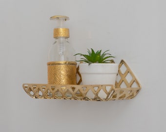 Unlacquered Brass Wall Shelf for Shower, Hand crafted Shelf, Grid Shelf, Bathroom Shelf