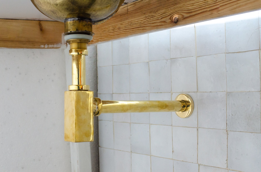 Solid Unlacquered Brass Ptrap and Sink Stopper, Push up Button, Pop up