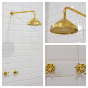 Solid Brass Built-in Shower System, Unlacquered Brass Rainfall Round Shower Head