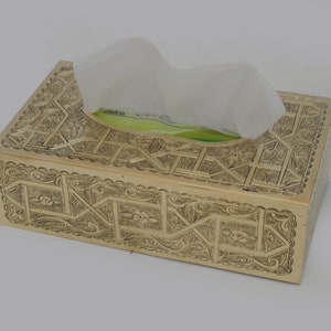 Engraved Rectangle Solid Brass Tissue Box | Duty-Free