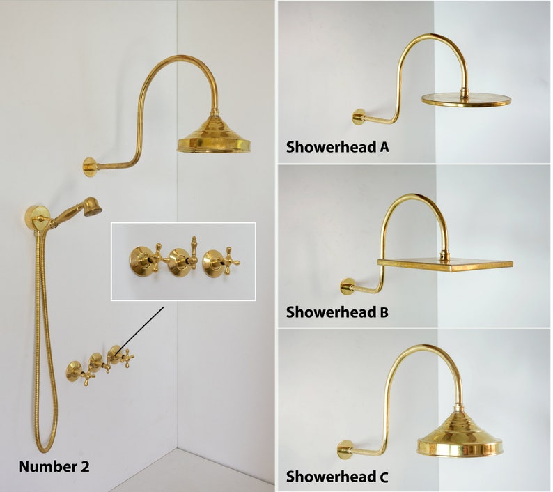 Unlacquered Solid Brass Rain Shower Head Solid Brass Shower Etsy