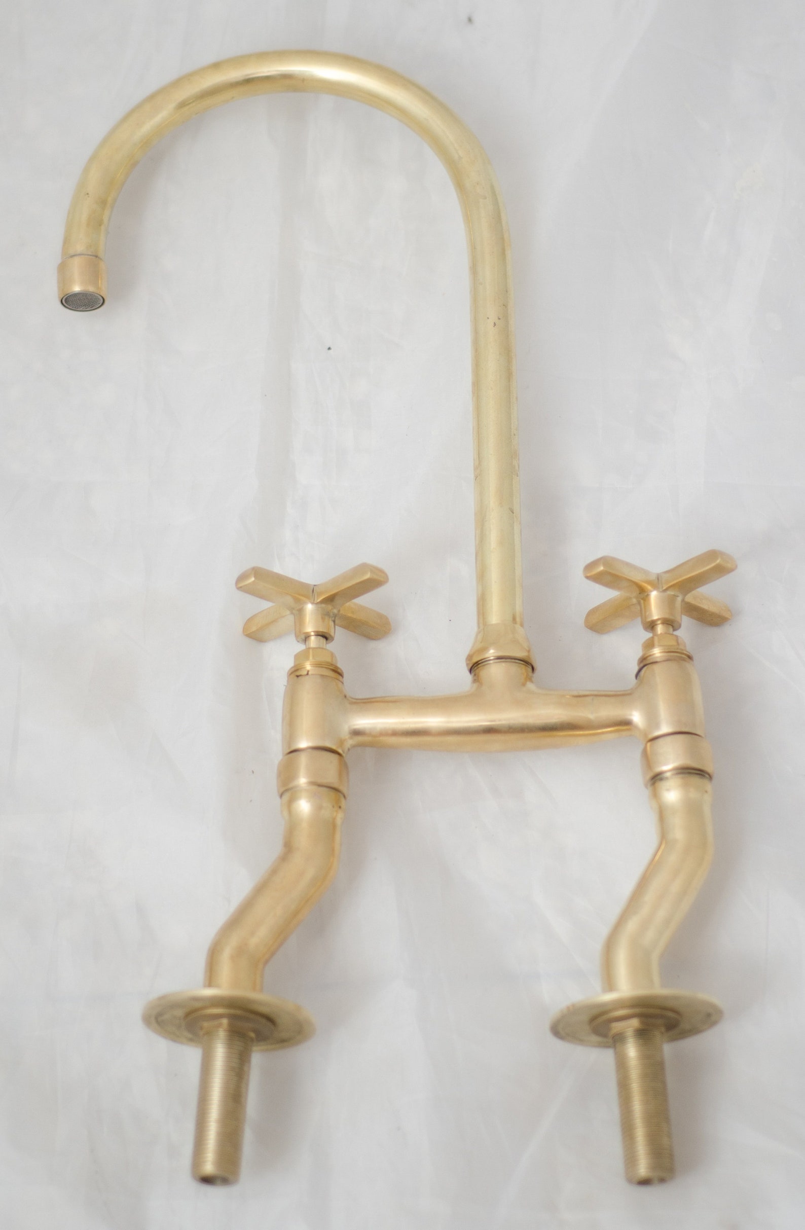 Brass Kitchen Faucet Unlacquered Brass Bridge Faucet Curved Etsy