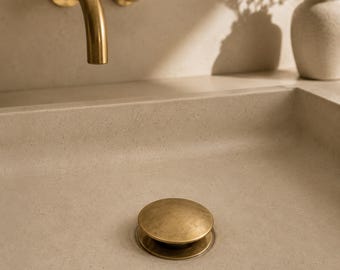 Unlacquered Brass Bathroom Sink Drain Stopper With Overflow