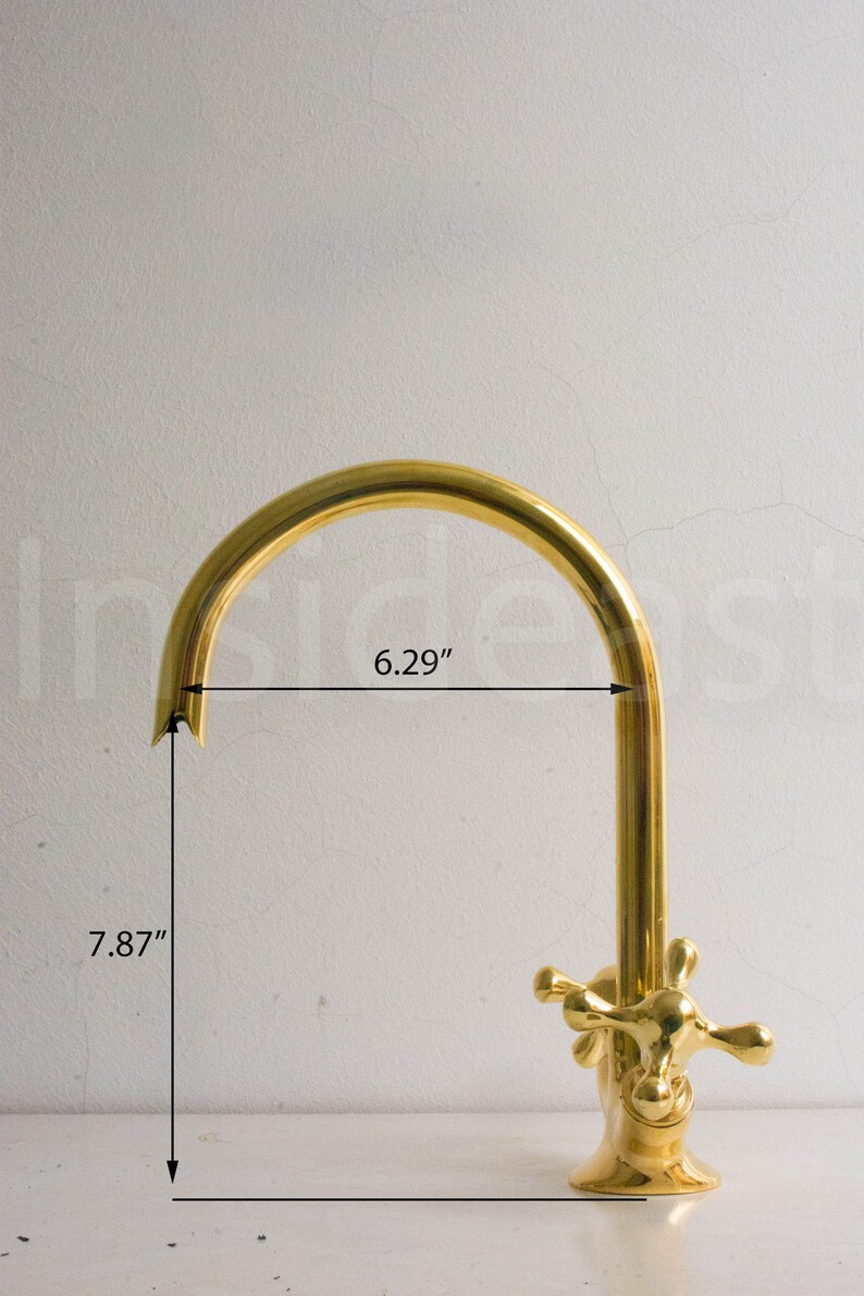 Solid Brass Gooseneck Bathroom Faucet Handcrafted Unlacquered Etsy