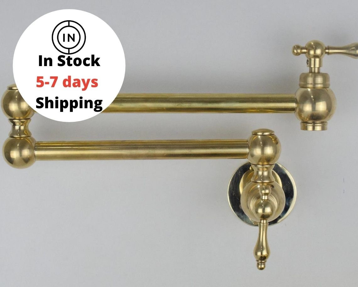 Unlacquered Brass Pot Filler Kitchen Faucet, Unlaquered Solid Brass F…