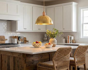 Hammered Brass Dome Pendant Light, Unlacquered Finish